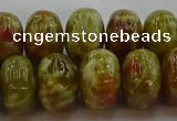 CNS615 15.5 inches 10*16mm rondelle green dragon serpentine jasper beads