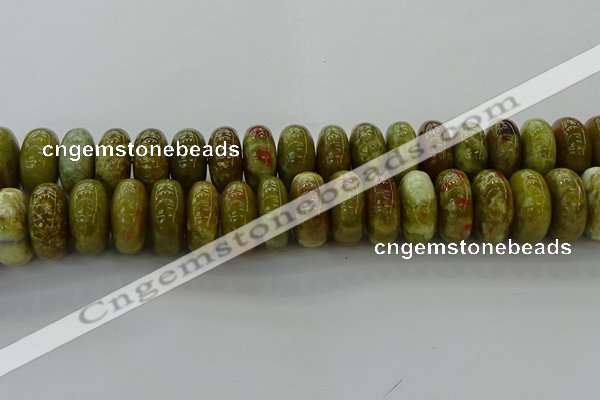 CNS617 15.5 inches 10*20mm rondelle green dragon serpentine jasper beads