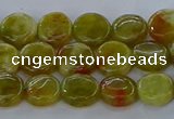 CNS619 15.5 inches 8mm flat round green dragon serpentine jasper beads