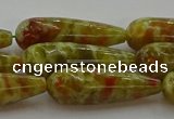 CNS620 15.5 inches 10*30mm teardrop green dragon serpentine jasper beads