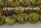 CNS622 15.5 inches 10mm flat round green dragon serpentine jasper beads