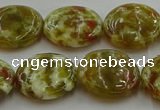 CNS625 15.5 inches 18mm flat round green dragon serpentine jasper beads