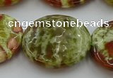 CNS630 15.5 inches 40mm flat round green dragon serpentine jasper beads