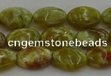 CNS631 15.5 inches 10*14mm oval green dragon serpentine jasper beads