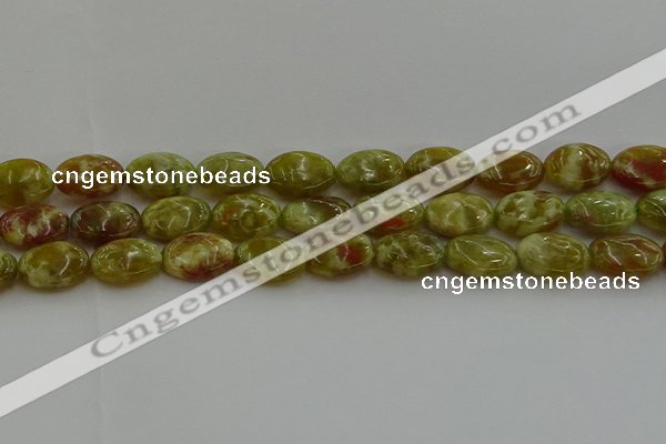 CNS633 15.5 inches 13*18mm oval green dragon serpentine jasper beads