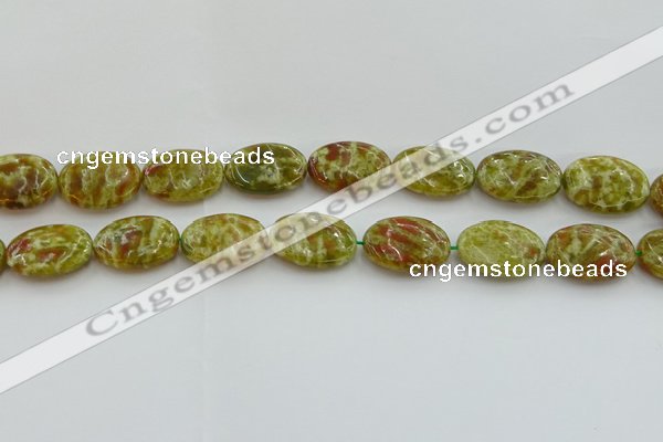 CNS634 15.5 inches 15*20mm oval green dragon serpentine jasper beads