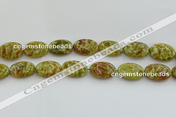 CNS635 15.5 inches 18*25mm oval green dragon serpentine jasper beads