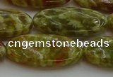 CNS636 15.5 inches 15*30mm oval green dragon serpentine jasper beads