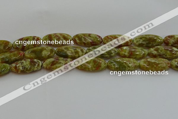 CNS636 15.5 inches 15*30mm oval green dragon serpentine jasper beads