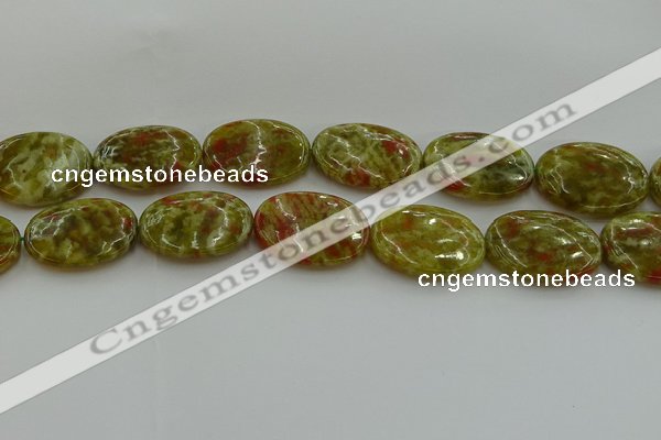 CNS637 15.5 inches 22*30mm oval green dragon serpentine jasper beads