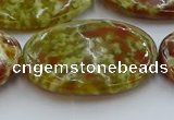 CNS638 15.5 inches 30*40mm oval green dragon serpentine jasper beads