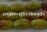 CNS641 15.5 inches 7*12mm rice green dragon serpentine jasper beads