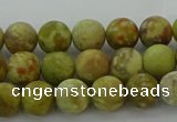 CNS650 15.5 inches 6mm round matte green dragon serpentine jasper beads