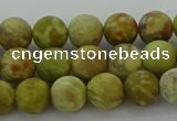 CNS651 15.5 inches 8mm round matte green dragon serpentine jasper beads