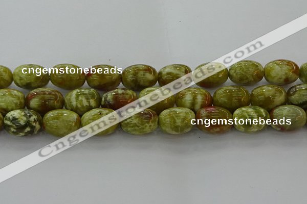 CNS665 15.5 inches 15*20mm drum green dragon serpentine jasper beads