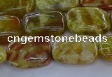 CNS671 15.5 inches 12*16mm rectangle green dragon serpentine jasper beads