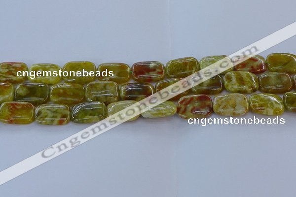 CNS672 15.5 inches 13*18mm rectangle green dragon serpentine jasper beads