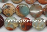 CNS81 15.5 inches 16mm flat round natural serpentine jasper beads