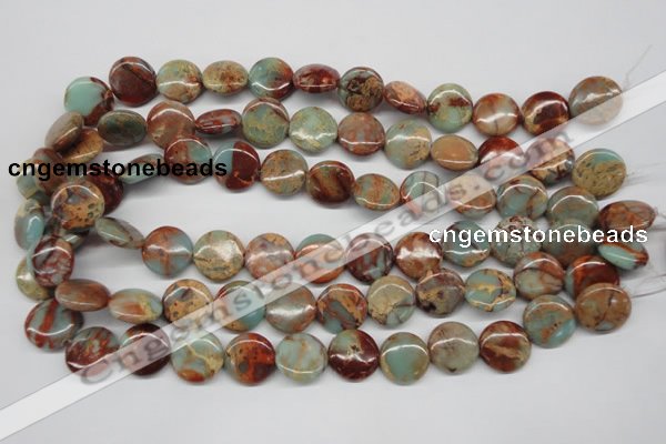 CNS81 15.5 inches 16mm flat round natural serpentine jasper beads