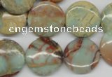 CNS83 15.5 inches 20mm flat round natural serpentine jasper beads