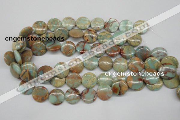 CNS83 15.5 inches 20mm flat round natural serpentine jasper beads