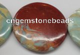 CNS88 15.5 inches 55mm flat round natural serpentine jasper beads