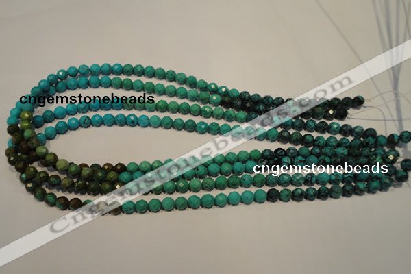 CNT130 15.5 inches 6mm faceted round natural turquoise beads