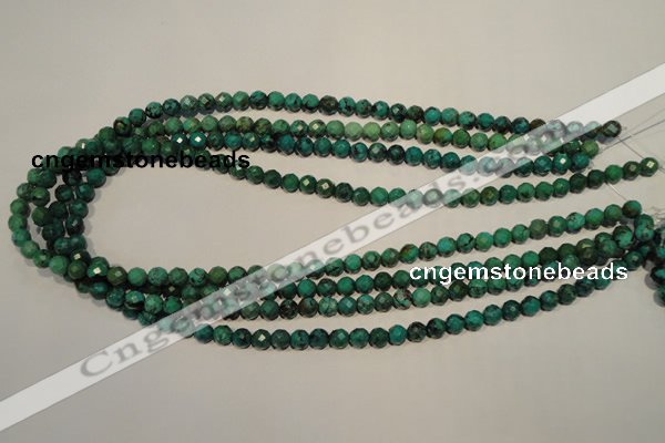 CNT140 15.5 inches 5.5mm - 6mm faceted round natural turquoise beads