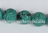 CNT32 16 inches 16mm carved round natural turquoise beads wholesale