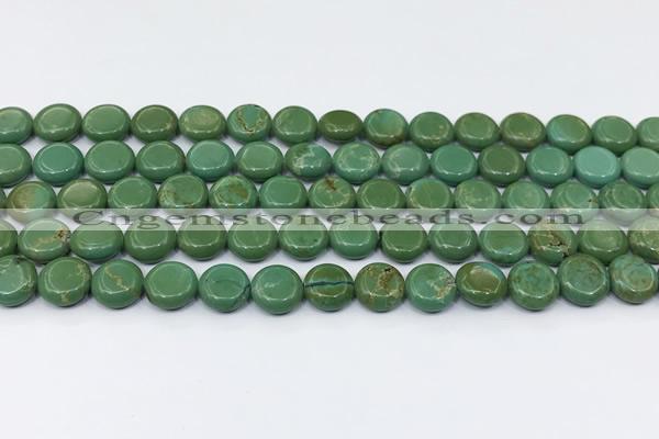 CNT562 15.5 inches 10mm flat round turquoise gemstone beads