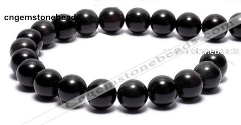 COB04 16 inches 12mm round black obsidian gemstone beads wholesale