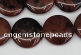 COB101 15.5 inches 20mm flat round mahogany obsidian beads