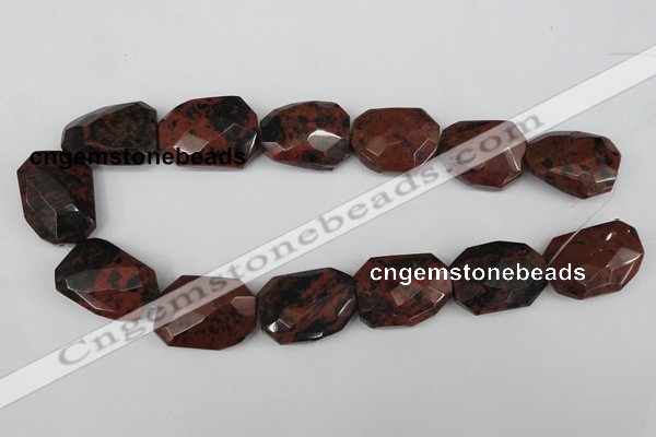 COB103 22*32mm twisted & faceted rectangle mahogany obsidian beads