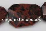 COB104 30*40mm twisted & faceted rectangle mahogany obsidian beads