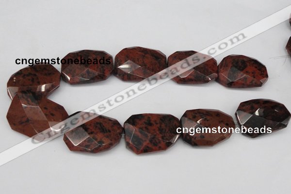 COB104 30*40mm twisted & faceted rectangle mahogany obsidian beads