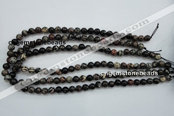 COB151 15.5 inches 8mm round snowflake obsidian beads