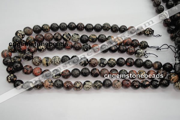 COB153 15.5 inches 12mm round snowflake obsidian beads