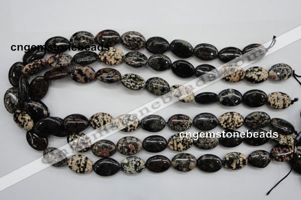 COB156 15.5 inches 13*18mm oval snowflake obsidian beads