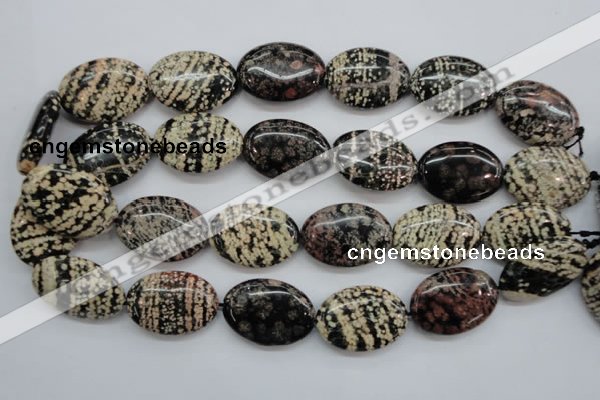 COB157 15.5 inches 22*30mm oval snowflake obsidian beads