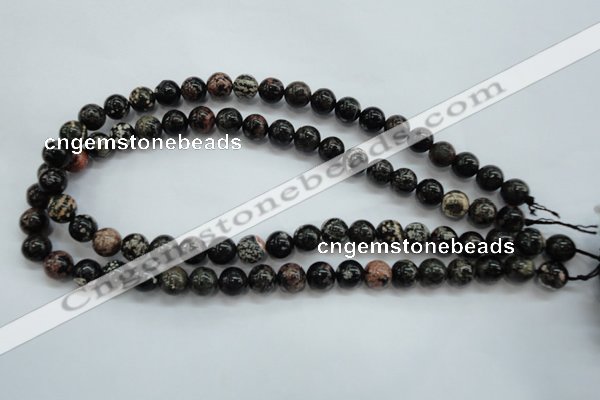 COB170 15.5 inches 10mm round snowflake obsidian beads