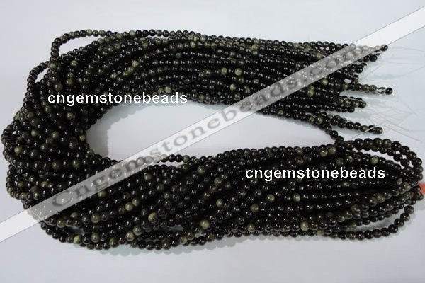 COB251 15.5 inches 4mm round golden obsidian beads wholesale