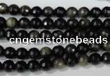 COB263 15.5 inches 6mm faceted round golden obsidian beads