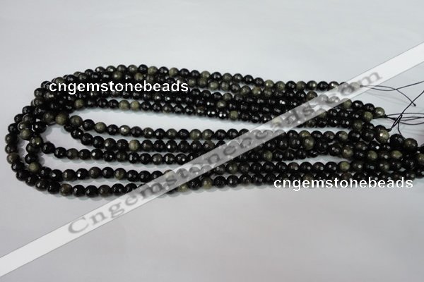 COB263 15.5 inches 6mm faceted round golden obsidian beads