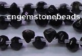 COB275 Top drilled 7*7mm faceted teardrop golden obsidian beads