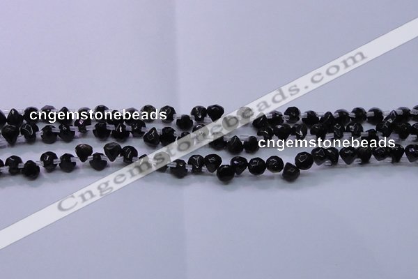 COB275 Top drilled 7*7mm faceted teardrop golden obsidian beads