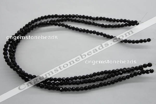 COB351 15.5 inches 5mm faceted round black obsidian beads