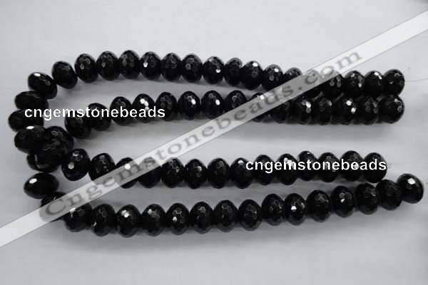 COB364 15.5 inches 12*16mm faceted rondelle black obsidian beads