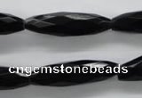 COB378 15.5 inches 8*30mm faceted rice black obsidian beads