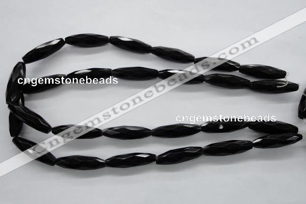 COB378 15.5 inches 8*30mm faceted rice black obsidian beads