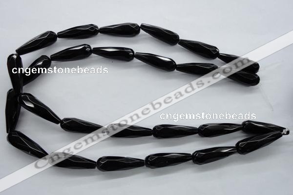 COB380 15.5 inches 10*30mm faceted teardrop black obsidian beads